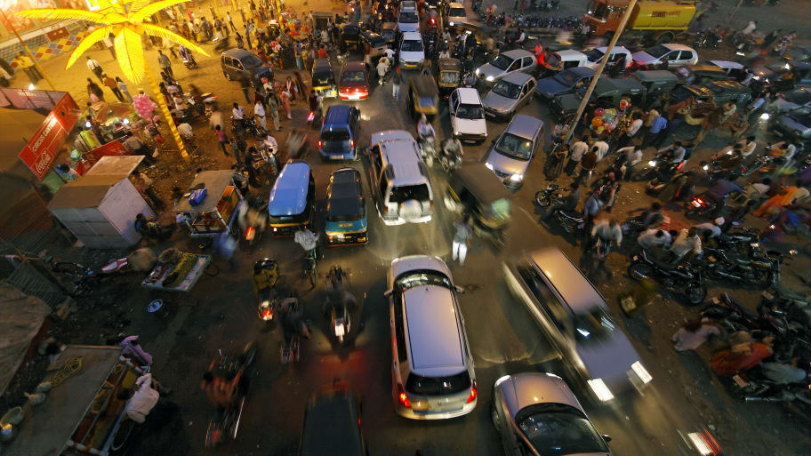 Traffic jam in Pune, Maharashtra, India