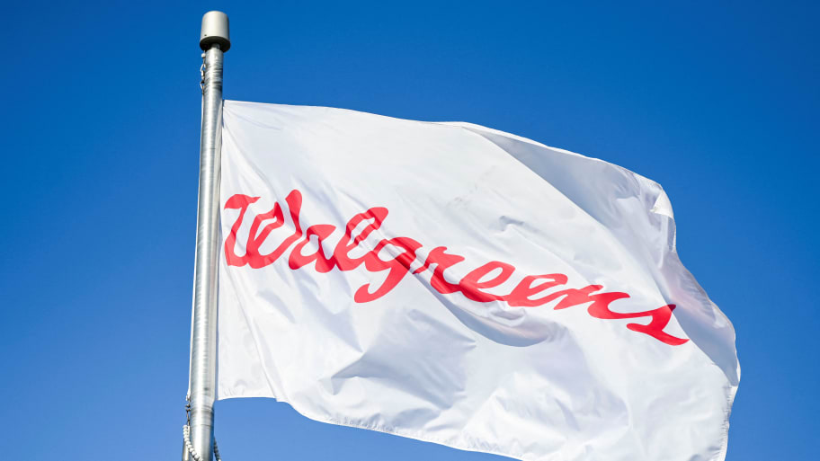 Flag with the Walgreens logo.