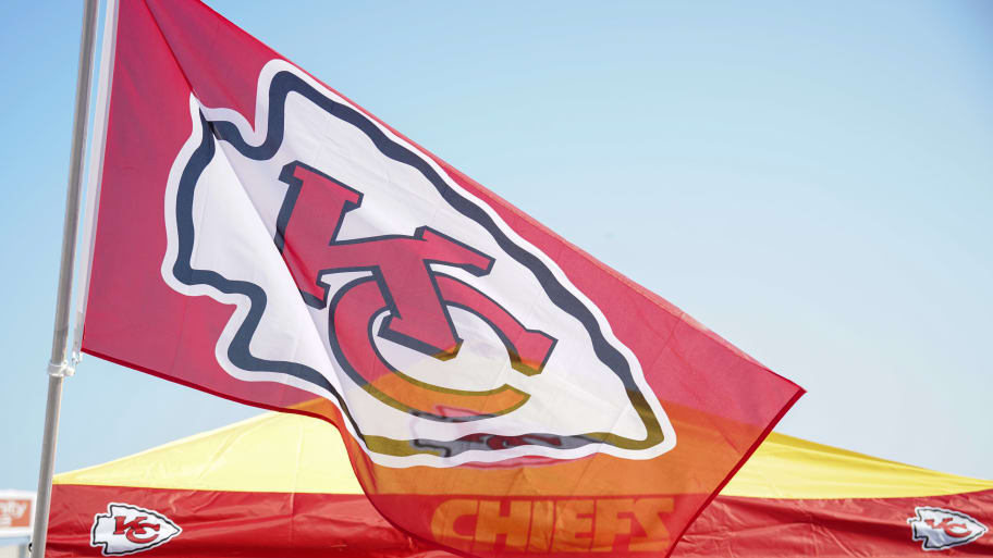 A general view of Kansas City Chiefs flags