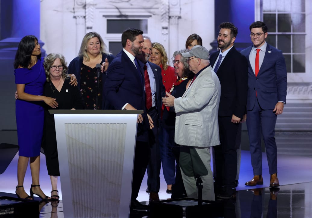 Vice presidential nominee Senator J.D. Vance (R-OH) is greeted by relatives