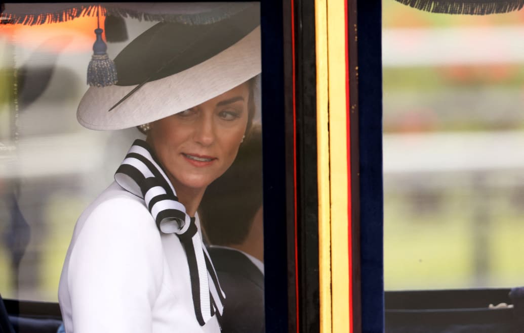 2024 年 6 月 15 日，威尔士王妃凯瑟琳在英国伦敦参加皇家军队阅兵式，庆祝英国国王查尔斯的官方生日。