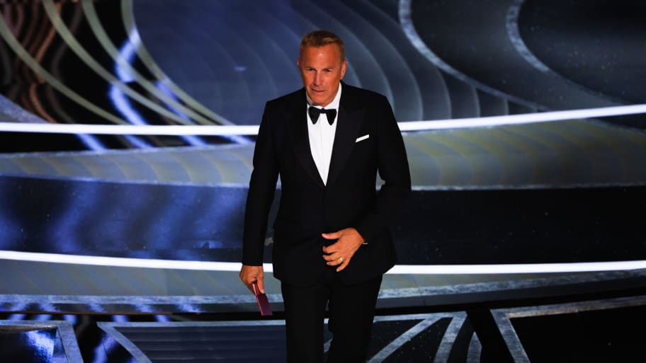 Kevin Costner arrives on stage at the 94th Academy Awards in Hollywood, Los Angeles, California, March 27, 2022. 