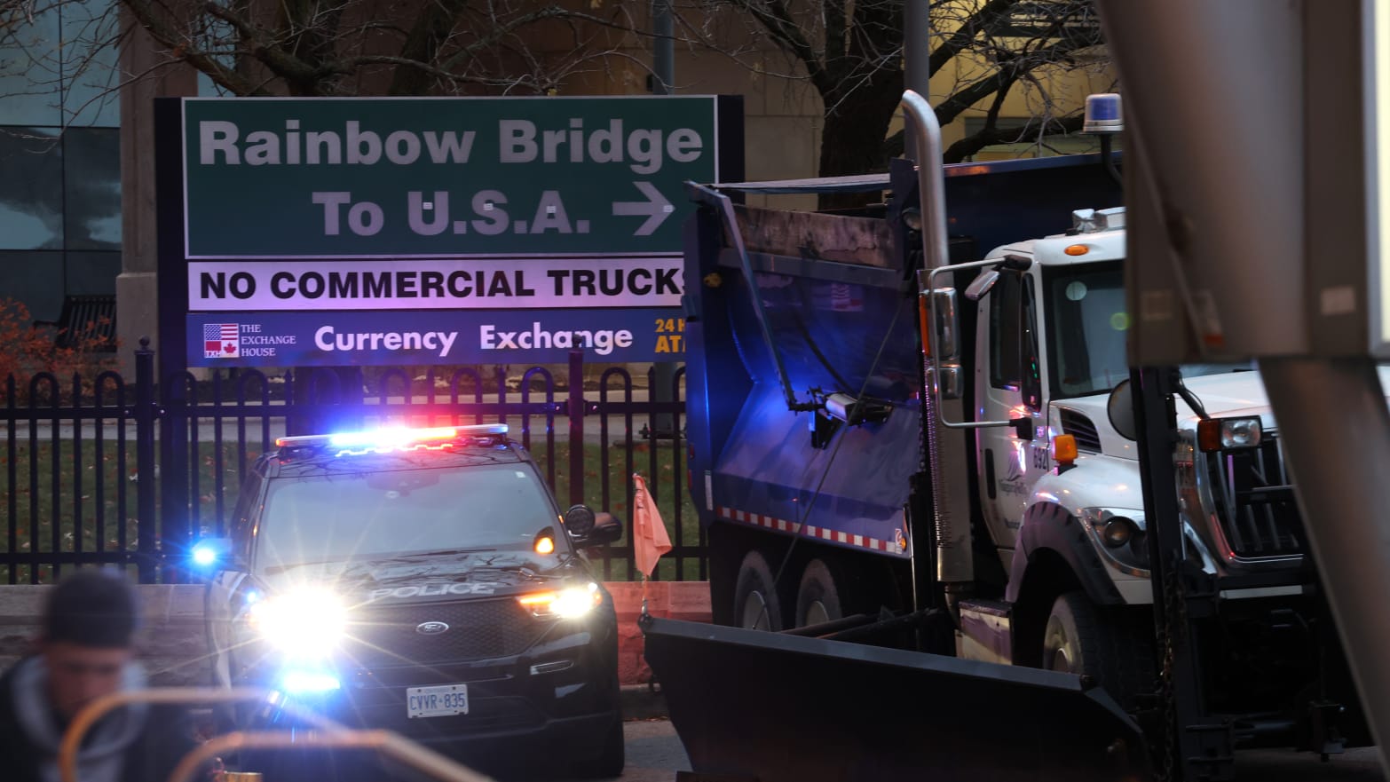Rainbow Bridge border crossing in Niagara Falls, Ontario,Canada after a car exploded at a US-Canada checkpoint