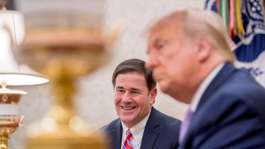 A picture of U.S. President Donald Trump meeting with Arizona Governor Doug Ducey in the Oval Office of the White House. Ducey has reportedly been contacted by special counsel Jack Smith’s team in Trump’s Jan. 6 probe.