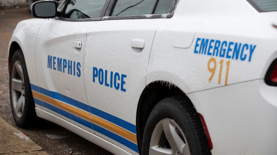 A Memphis Police Department patrol vehicle is parked at the North Main precinct in Memphis, Tennessee.