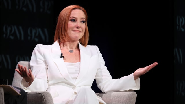 Jen Psaki speaks onstage in New York.