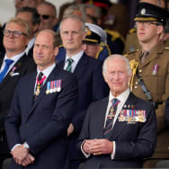 King Charles, Queen Camila and William, Prince of Wales, attend a D-Day national commemoration event in Portsmouth, Britain, June 5, 2024.