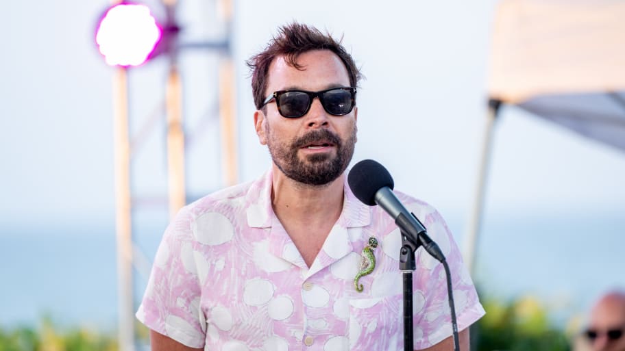 Jimmy Fallon performs during Rufus Wainwright 50th birthday celebration at The Montauk Point Lighthouse on July 13, 2023, in Montauk, New York. 