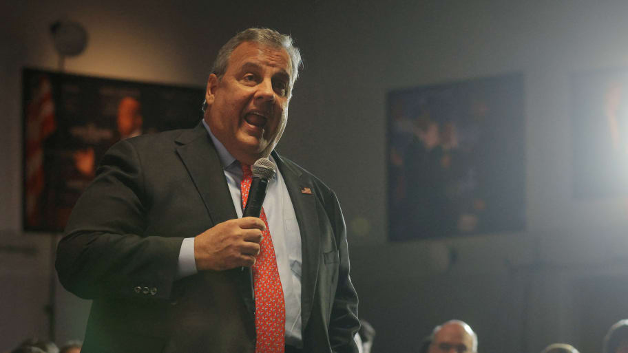 Former New Jersey Governor Chris Christie speaks at the Institute of Politics at St. Anselm College in Manchester, New Hampshire, U.S., March 27, 2023.