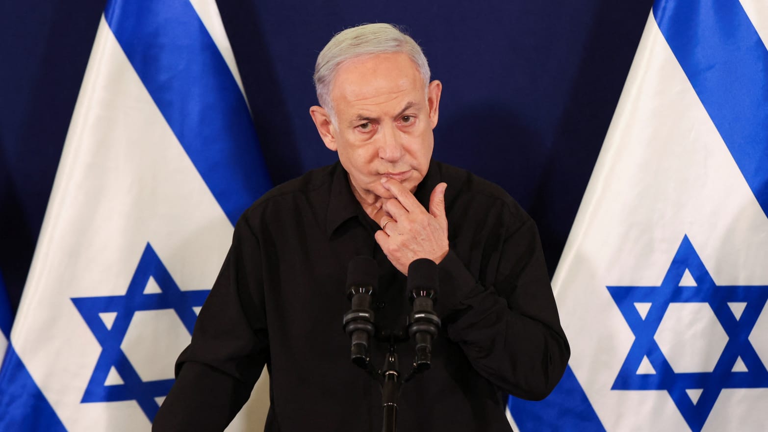 Israeli Prime Minister Benjamin Netanyahu speaks during a press conference