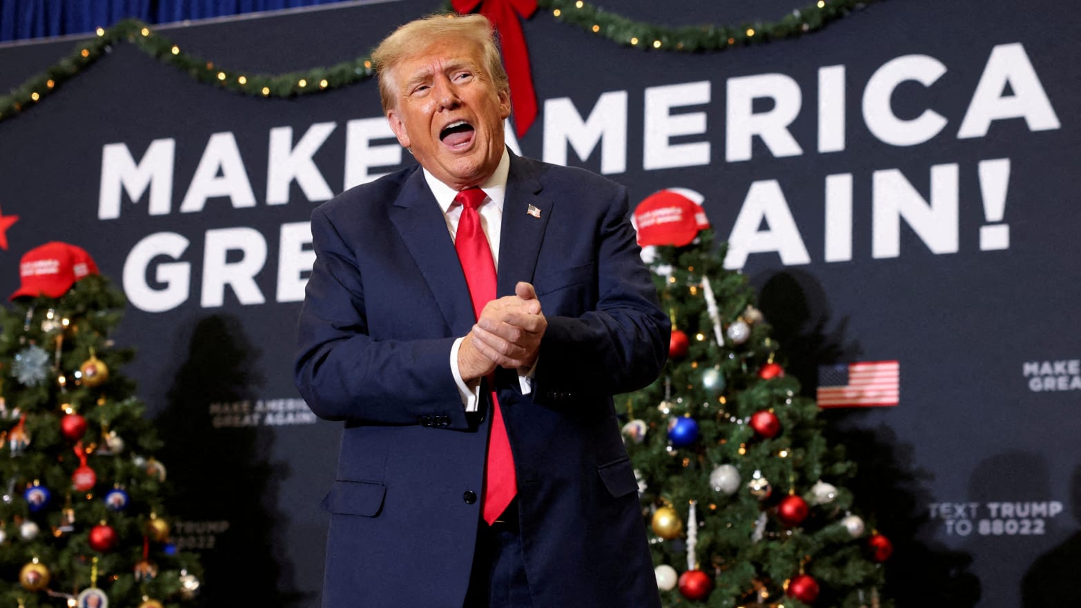 Donald Trump attends a campaign event in Waterloo, Iowa, Dec. 19, 2023.