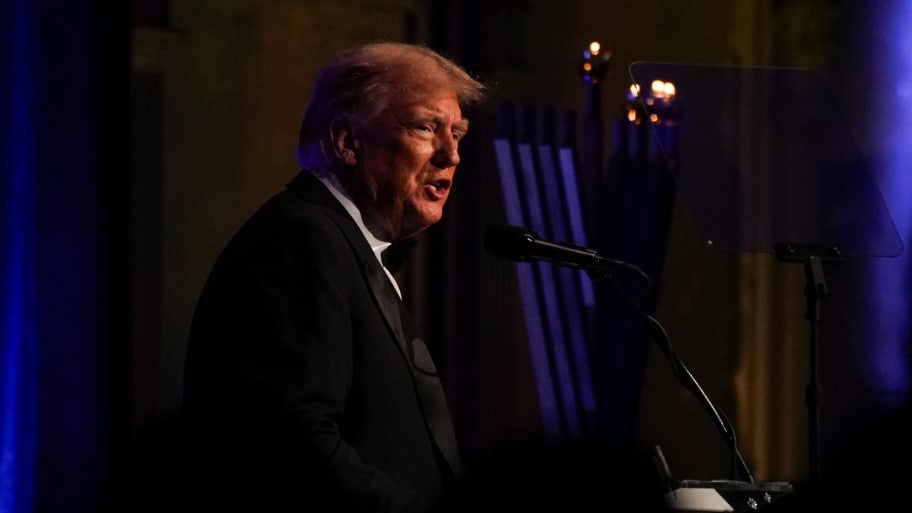 Former U.S. President Donald Trump addresses attendees at the New York Young Republican Club's Annual Gala at Cipriani's Wall Street in New York City, U.S., December 9, 2023. 