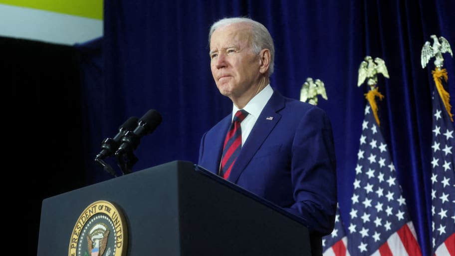 U.S. President Joe Biden speaks about the Monterey Park shooting and his efforts to reduce gun violence at The Boys & Girls Club of West San Gabriel Valley in Monterey Park, California, U.S.