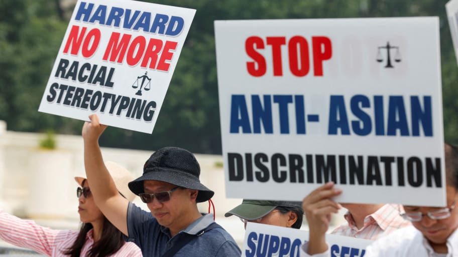 People protest Harvard University after Supreme Court decision