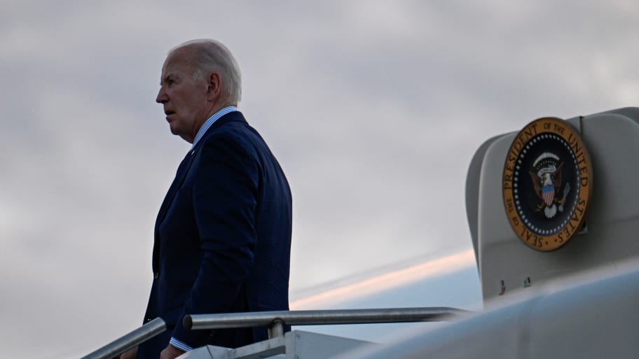 U.S. President Joe Biden departs from White Plains in New York, following a campaign event in Greenwich, Connecticut, on June 3, 2024.