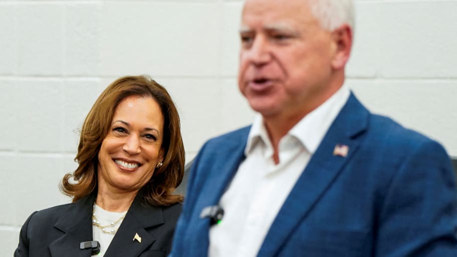 Democratic presidential nominee and U.S. Vice President Kamala Harris and vice presidential nominee Minnesota Governor Tim Walz