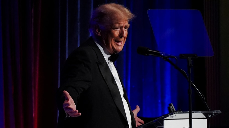 Donald Trump addresses attendees at the New York Young Republican Club’s Annual Gala at Cipriani’s Wall Street in New York City, Dec. 9, 2023.