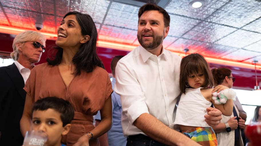 J.D. Vance with wife Usha and children.