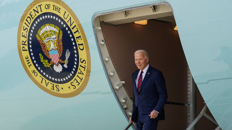Joe Biden steps off Air Force One.