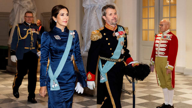 Crown Prince Frederik and Crown Princess Mary walk as they receive the diplomatic corps on the occasion of the New Year at Christiansborg Palace, Copenhagen, Denmark, January 3, 2024