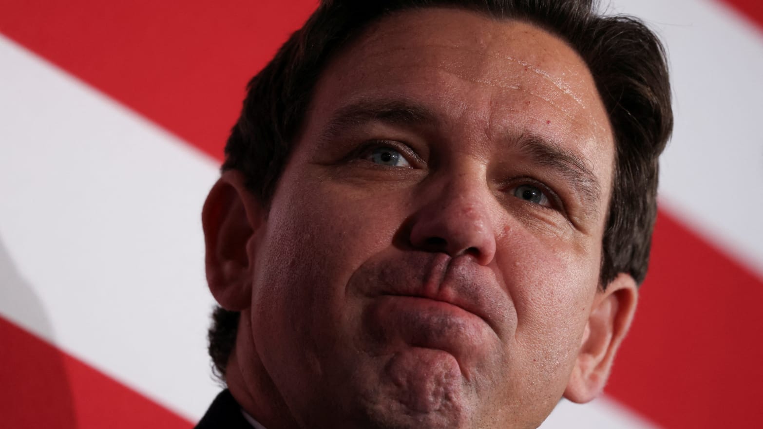Republican presidential candidate and Florida Governor Ron DeSantis gestures during a campaign event.