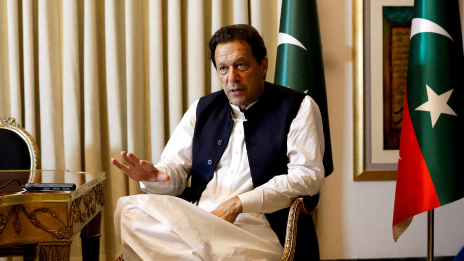Former Pakistani Prime Minister Imran Khan speaks with Reuters during an interview, in Lahore, Pakistan, March 17, 2023.