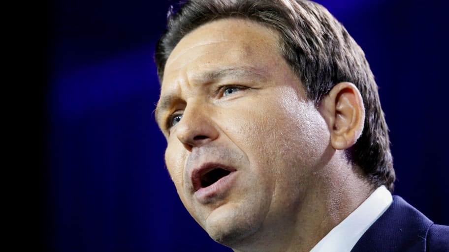 Republican Florida Governor Ron DeSantis speaks during his 2022 U.S. midterm elections night party in Tampa, Florida.