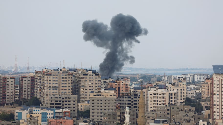 Smoke rises following Israeli strikes in Gaza.