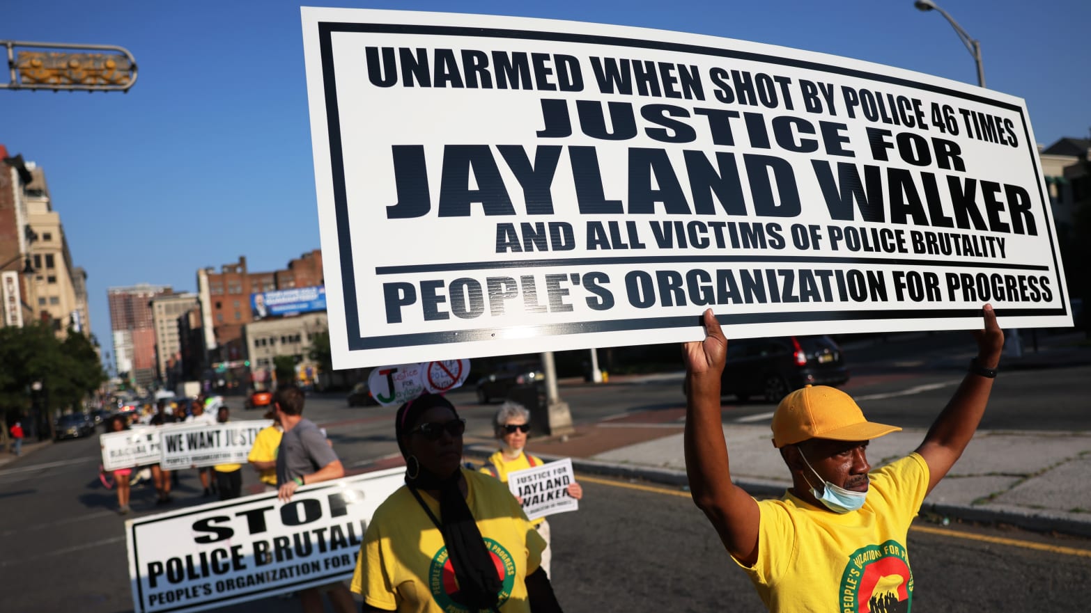 Protestors march in New Jersey for Jayland Walker.