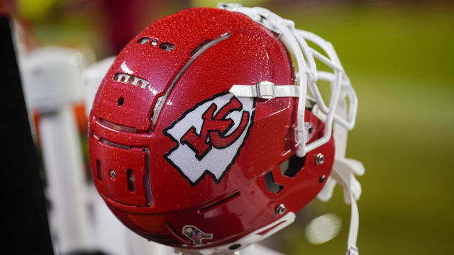 Kansas City, Missouri, USA; A general view of a Kansas City Chiefs helmet after the game against the Philadelphia Eagles.