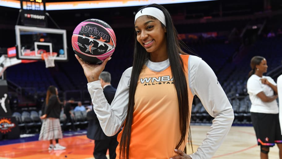 Angel Reese #5 of Team WNBA poses for a photo during practice on July 19, 2024 at Footprint Center in Phoenix, Arizona. 