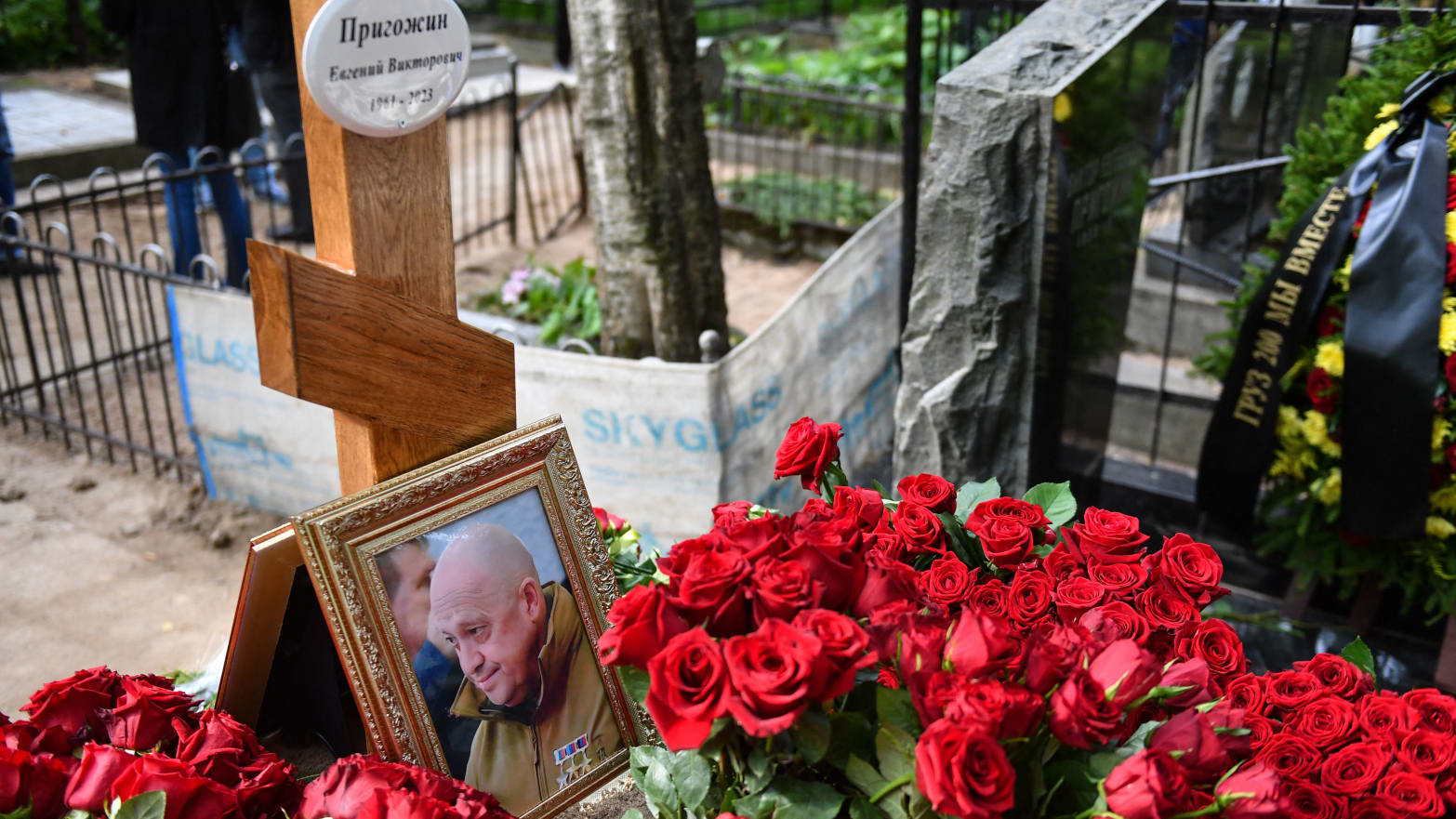 A view shows the grave of Wagner private mercenary group chief Yevgeny Prigozhin.