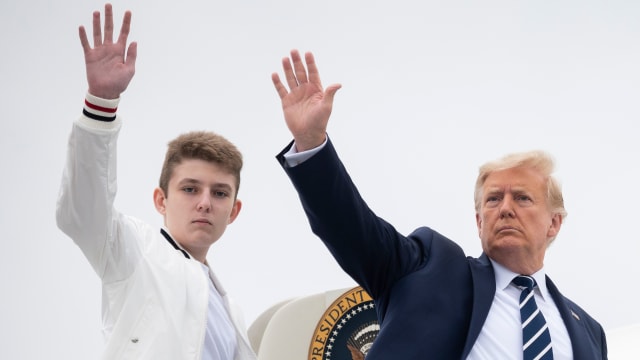 Donald Trump and his son Barron in 2020