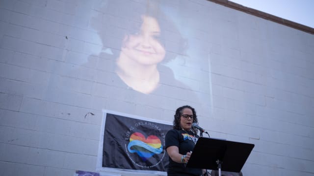 a candlelight vigil for 16-year-old nonbinary student Nex Benedict