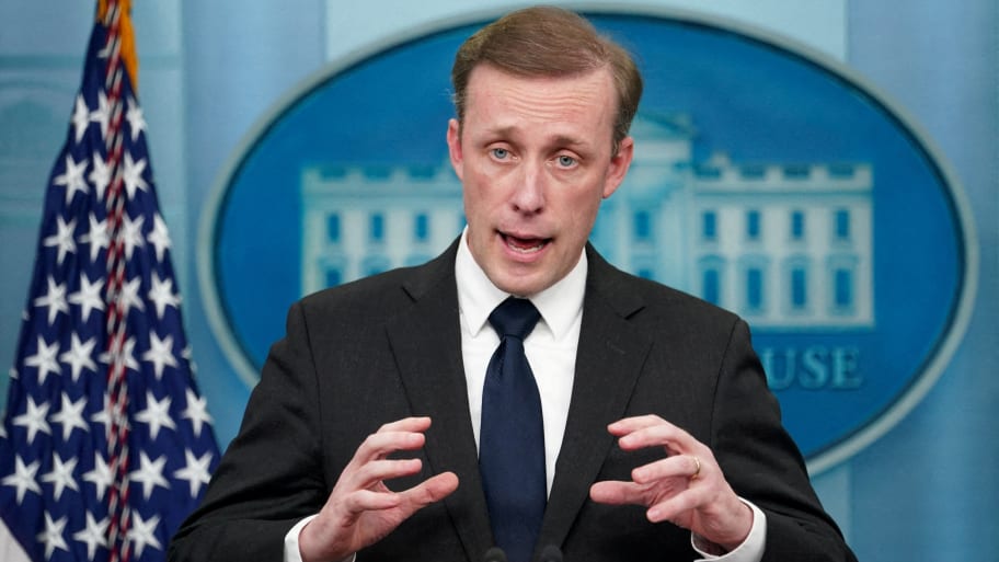 White House national security adviser Jake Sullivan speaks at a press briefing at the White House in Washington, U.S.