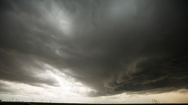 A supercell thunderstorm develops on May 8, 2017, in Elbert County near Limon, Colorado. 