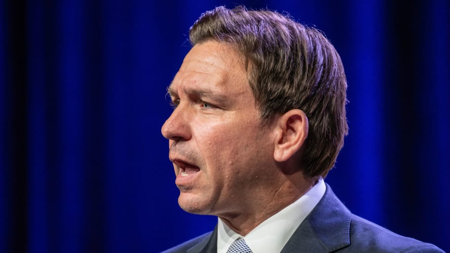 A photo of Florida Governor and 2024 Republican Presidential hopeful Ron DeSantis. Florida Gov. Ron DeSantis denounced a shooting that killed three Black people in Jacksonville on Saturday as “horrific” and “racially motivated.”