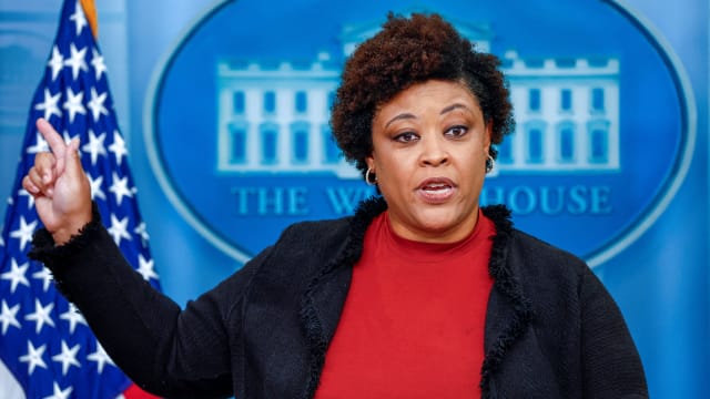 Shalanda Young, Director of the Office of Management and Budget, speaks to the media during the daily press briefing at the White House