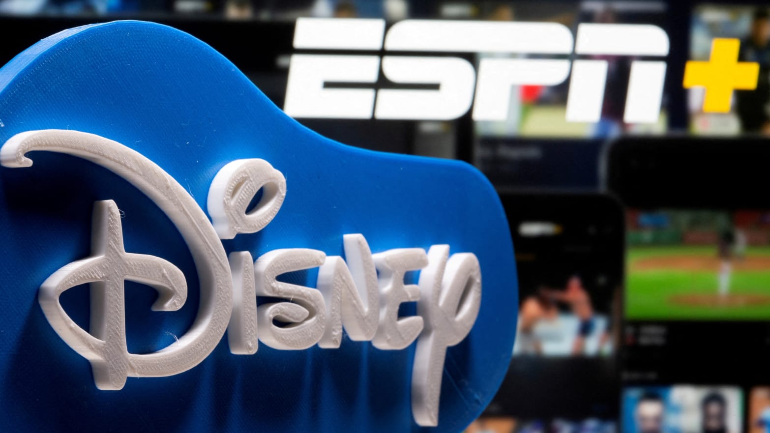 Disney logo with ESPN+ in the background.