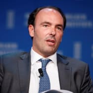 Kyle Bass, Chief Investment Officer of Hayman Capital Management, is seen speaking at the Milken Institute Global Conference in Beverly Hills, California