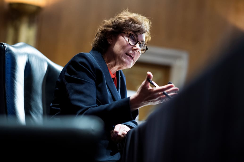 Sen. Jacky Rosen (D-NV) speaks during the Senate Homeland Security and Governmental Affairs Committee hearing.