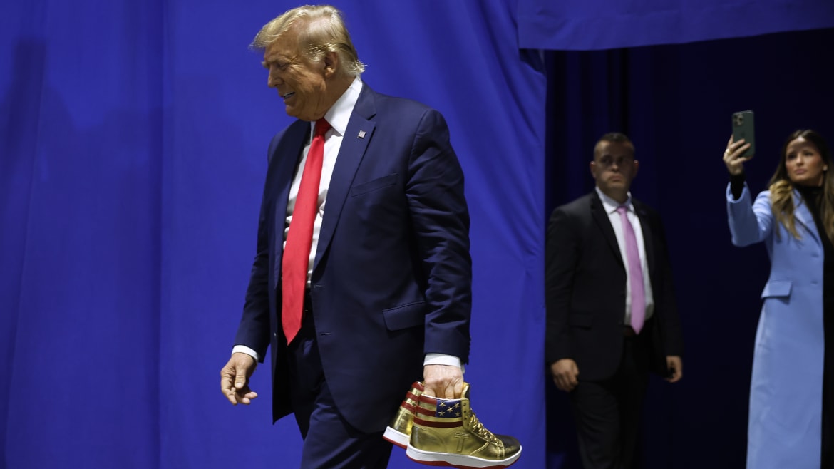 Trump Unveils New MAGA Merch—Gold Sneakers and Perfume