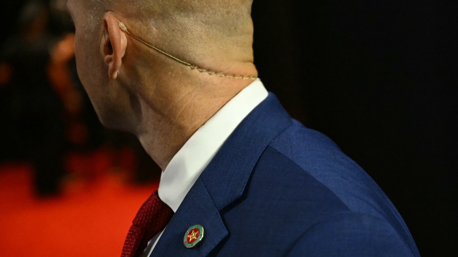 A Secret Service officer stands by during the third day of the 2024 Republican National Convention at the Fiserv Forum in Milwaukee, Wisconsin, on July 17, 2024. 