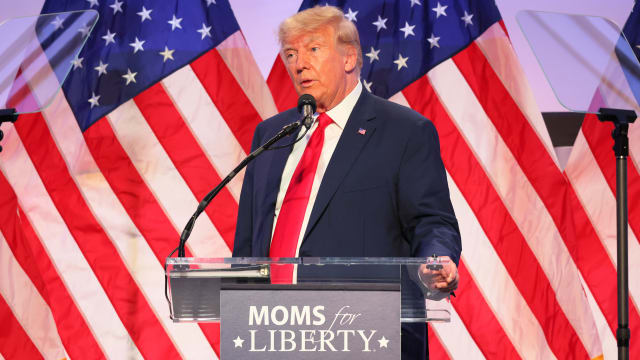 Donald Trump at the Moms for Liberty Summit in Philadelphia