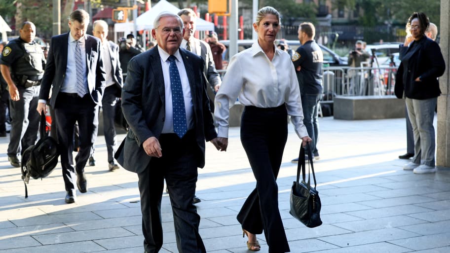Sen. Robert Menendez and his wife Nadine Menendez arrive at Federal Court in New York City, Sept. 27, 2023.