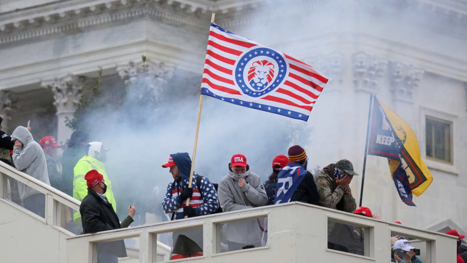 A mob of Trump supporters storm the U.S. Capitol Building in Washington, D.C., Jan. 6, 2021.