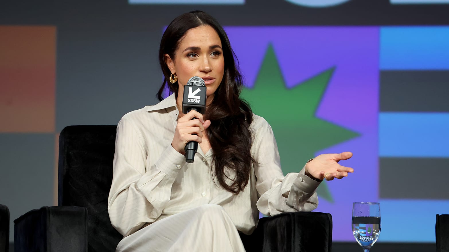 Meghan, Duchess of Sussex speaks onstage during the Breaking Barriers, Shaping Narratives: How Women Lead On and Off the Screen panel during the 2024 SXSW Conference and Festival in Austin.