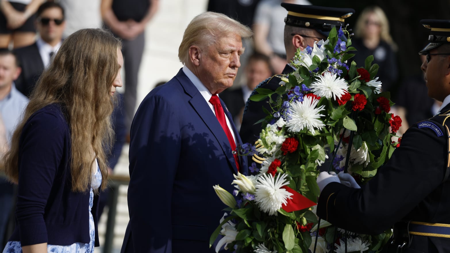 Former U.S. President Donald Trump at Arlington National Cemetery on August 26, 2024