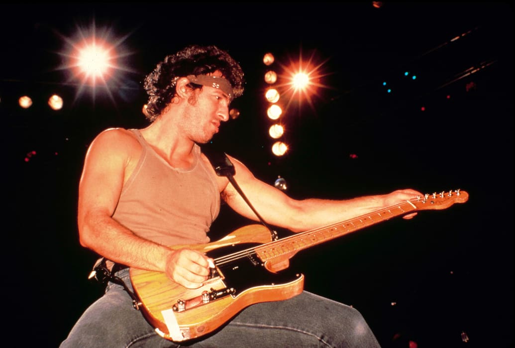  Bruce Springsteen performing live onstage on Born In The USA tour in 1985.