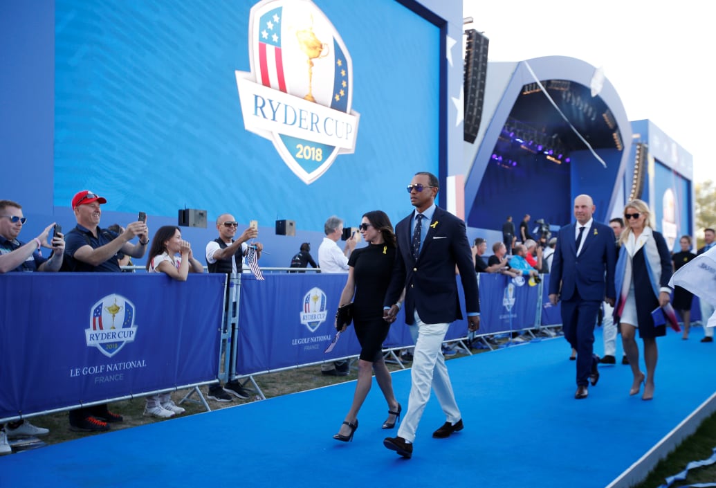 Woods and Herman during the opening ceremony of the 2018 Ryder Cup in Guyancourt, France.